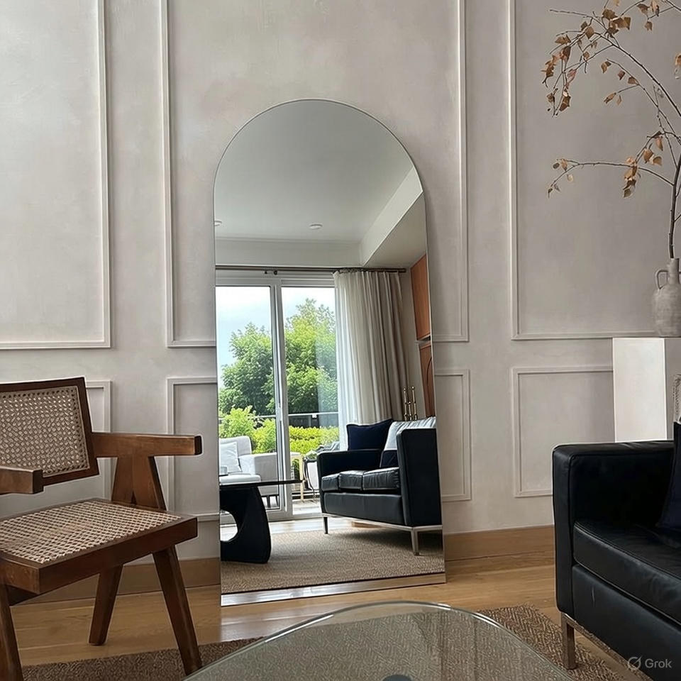 Oversized Frameless Arched Full-Length Mirror