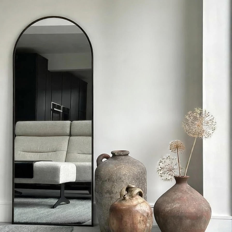 Modern Black Arched Mirror – Full-Length