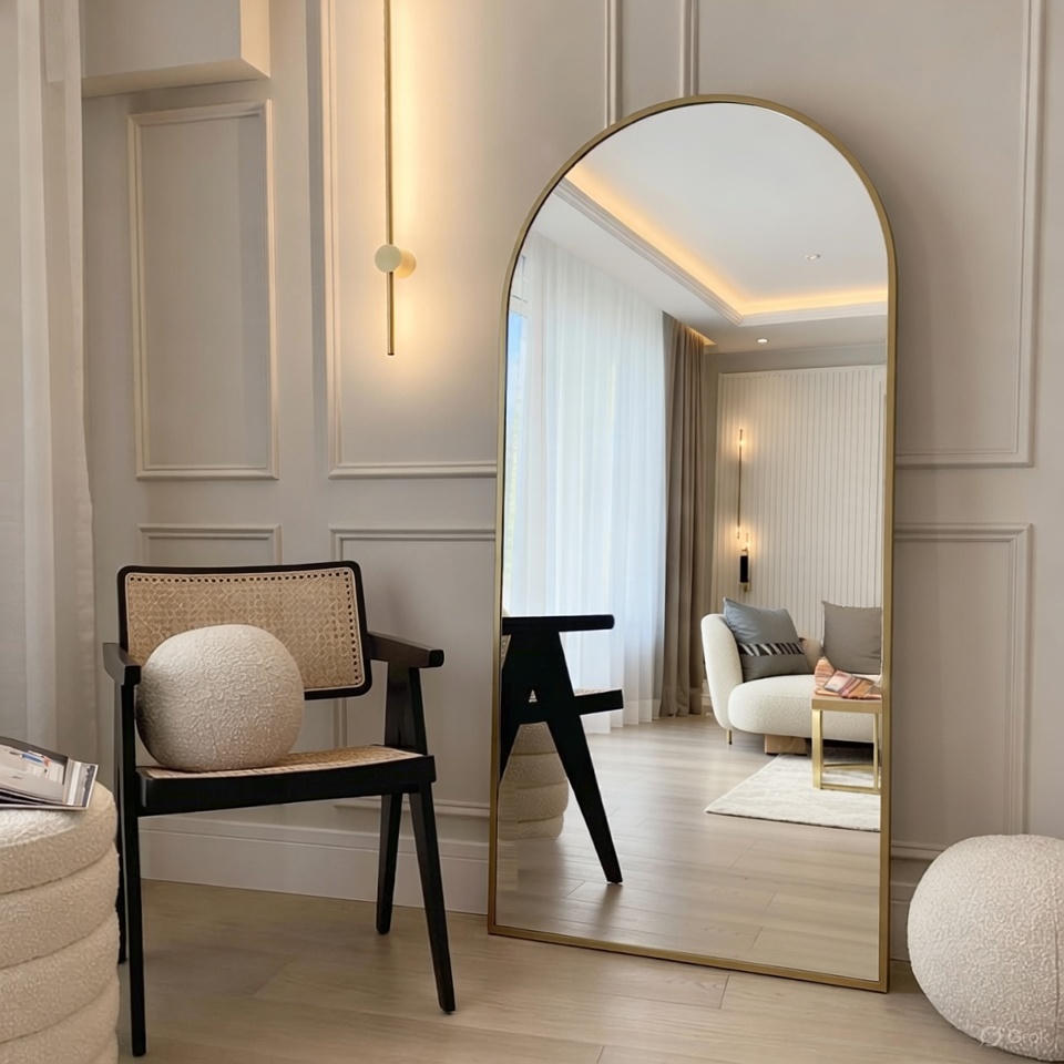Modern Gold Arched Mirror – Full-Length