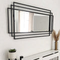 Large Black Metal Rectangular Mirror