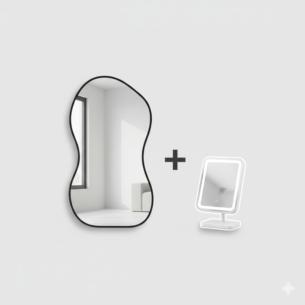 Oversized Frameless Irregular Pond-Shaped Mirror