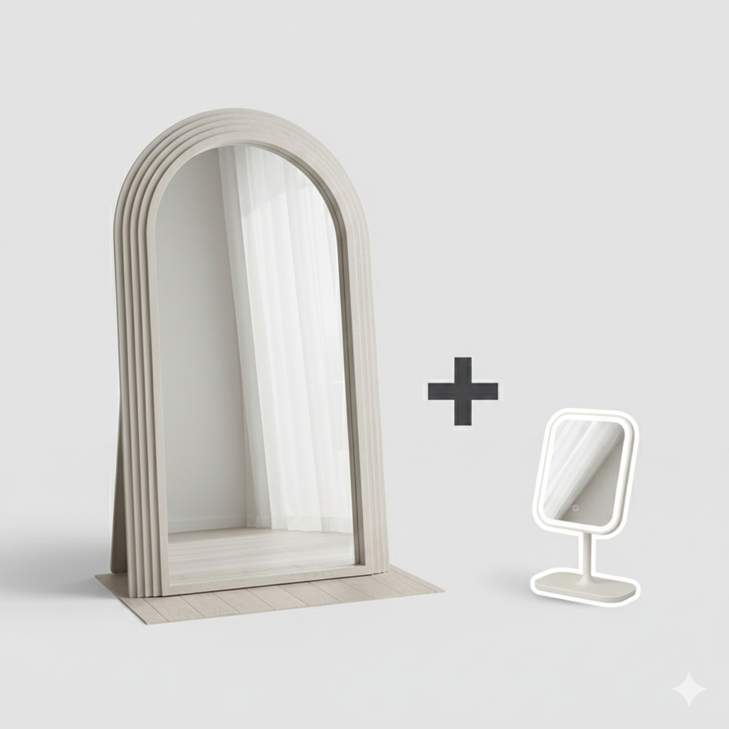 Arched Full-Length Concrete Finish Mirror