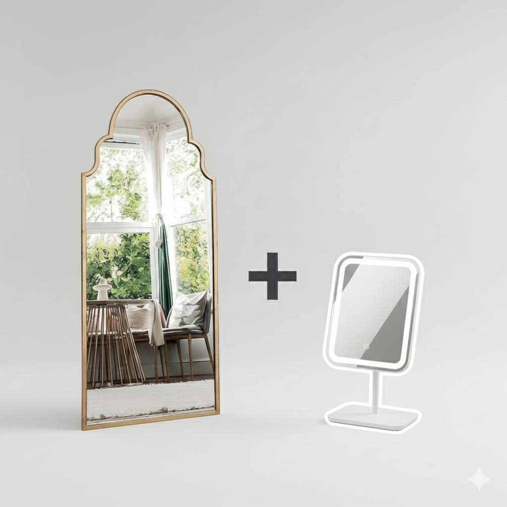 Large Gold Metal Arched Mirror – Full-Length