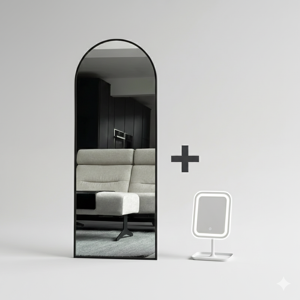 Modern Black Arched Mirror – Full-Length