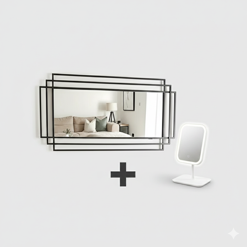 Large Black Metal Rectangular Mirror