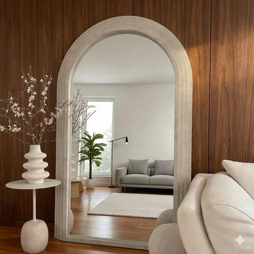 Arched Full-Length Concrete Finish Mirror