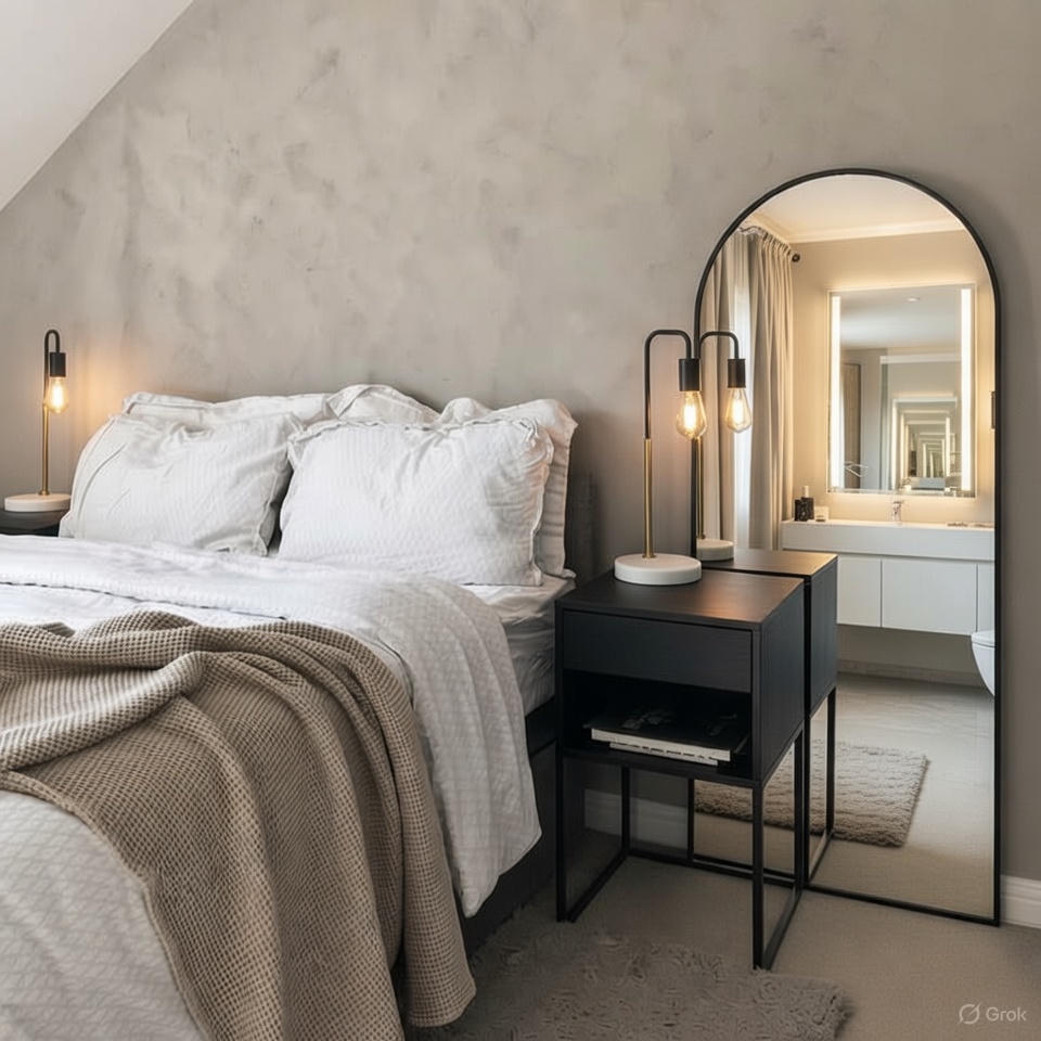 Modern Black Arched Mirror – Full-Length