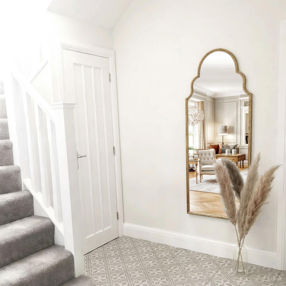 Large Gold Metal Arched Mirror – Full-Length