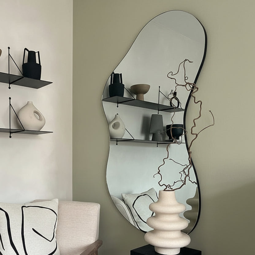 Oversized Frameless Irregular Pond-Shaped Mirror