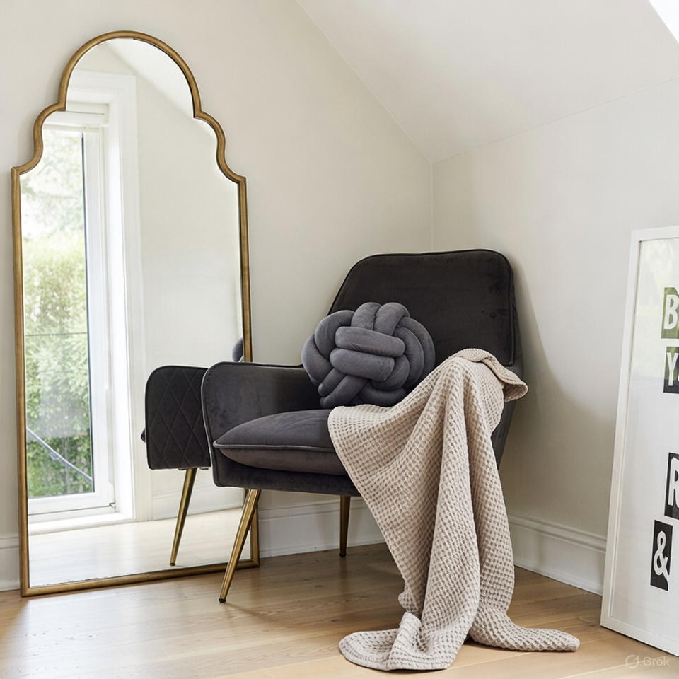 Large Gold Metal Arched Mirror – Full-Length