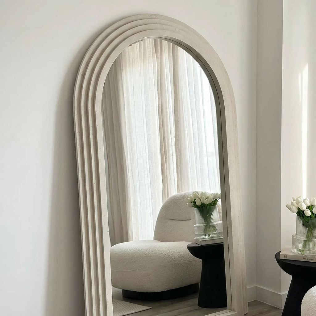 Arched Full-Length Concrete Finish Mirror