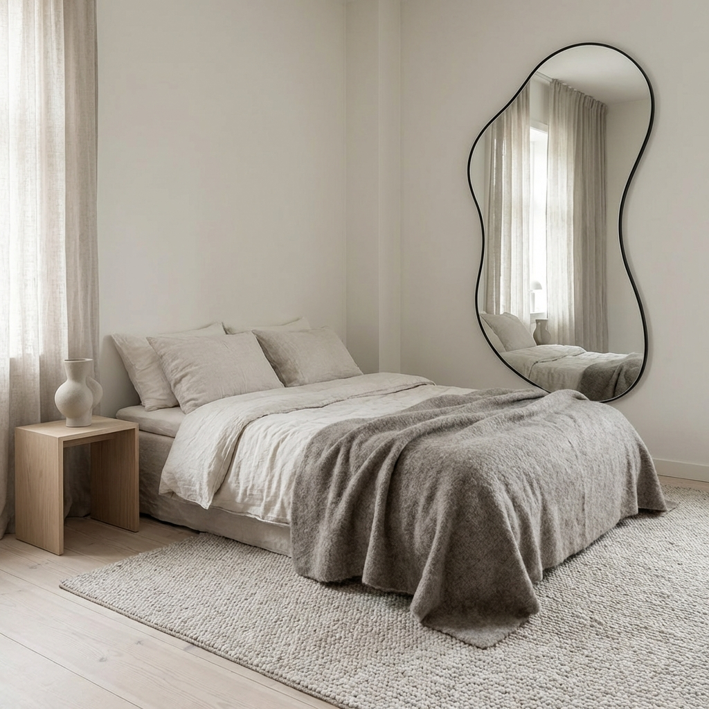 Oversized Frameless Irregular Pond-Shaped Mirror