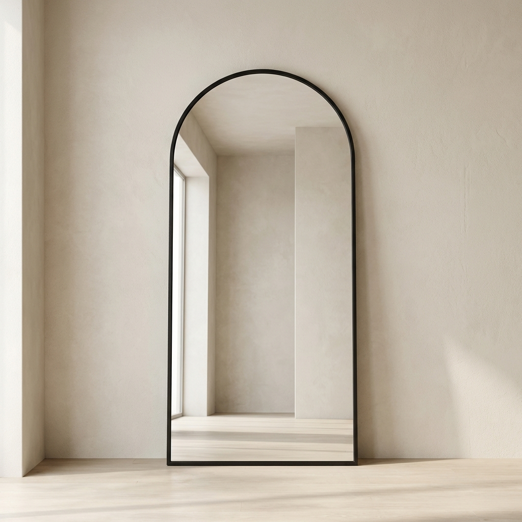 Modern Black Arched Mirror – Full-Length
