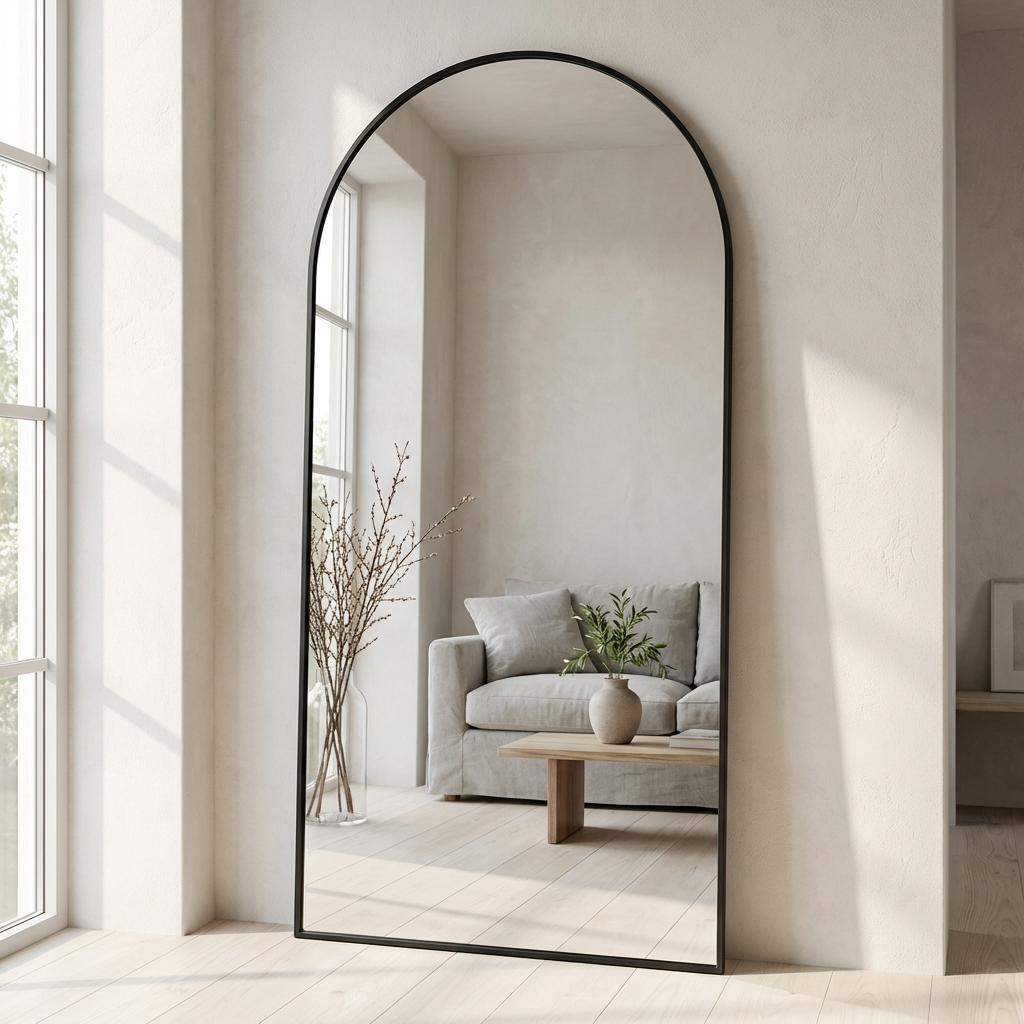 Modern Black Arched Mirror – Full-Length