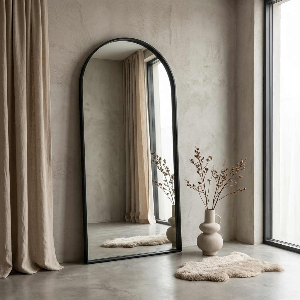 Modern Black Arched Mirror – Full-Length
