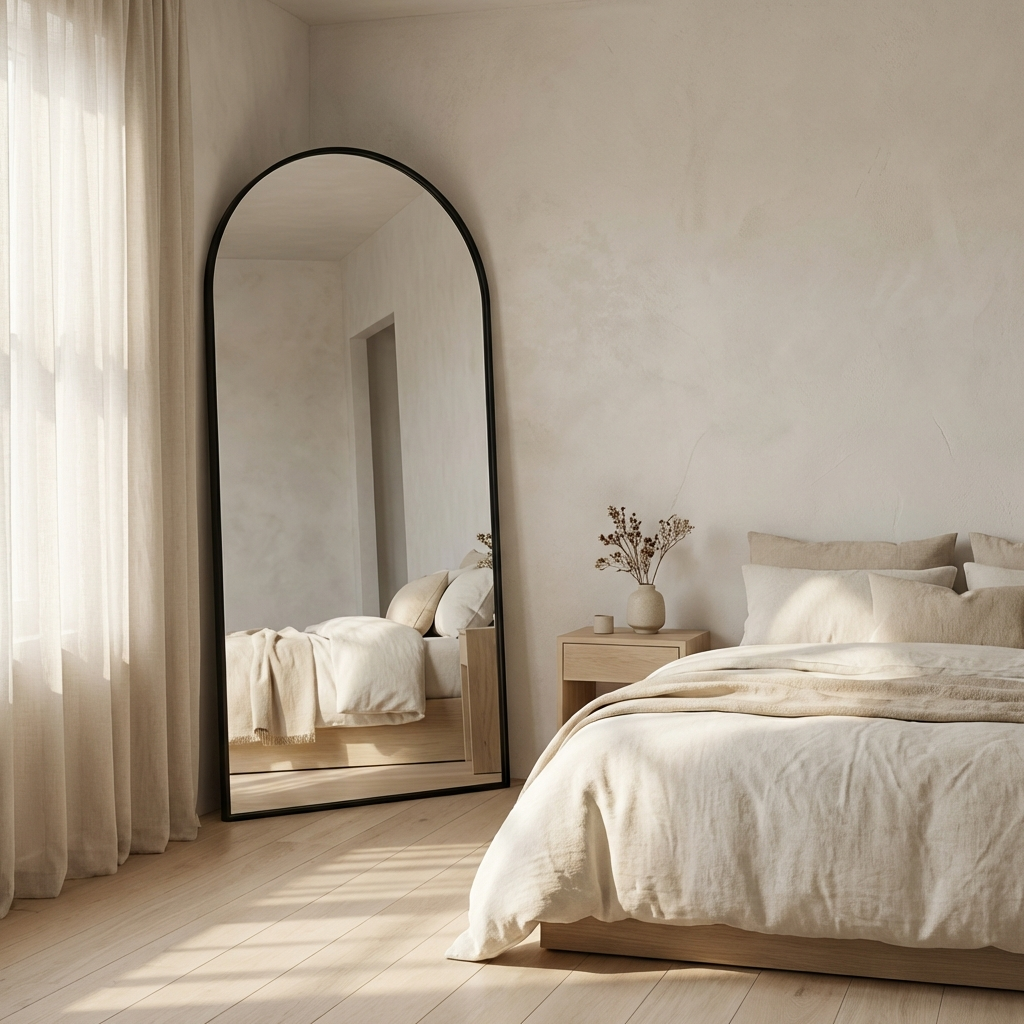 Modern Black Arched Mirror – Full-Length