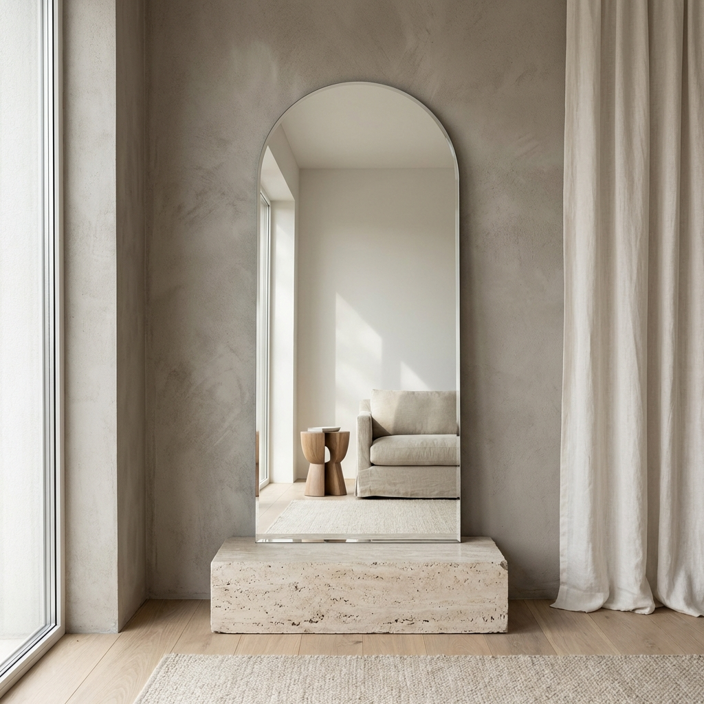 Oversized Frameless Arched Full-Length Mirror