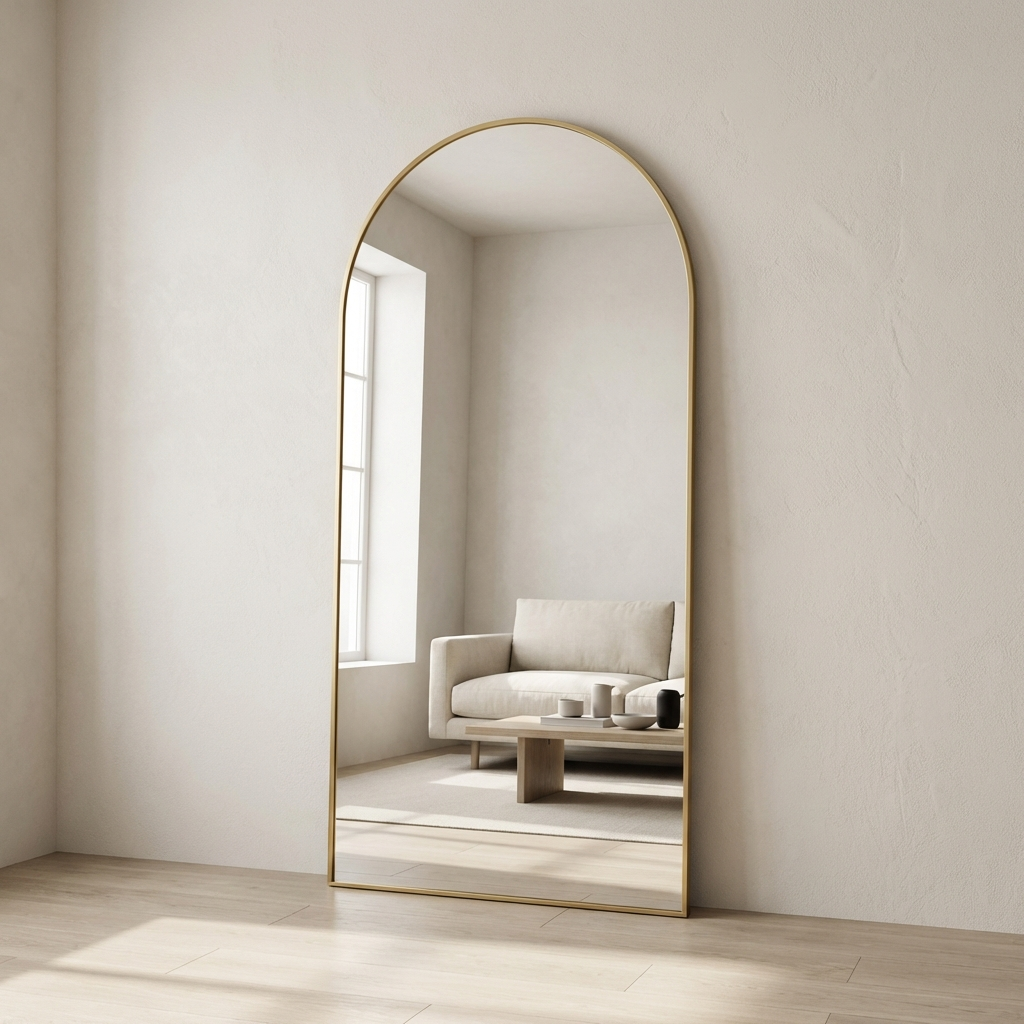 Modern Gold Arched Mirror – Full-Length